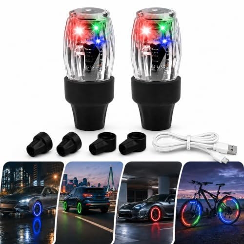 Lot de 2 lumières de valve de pneu de voiture, avec capteurs de mouvement colorés, pour voiture, vélo, moto