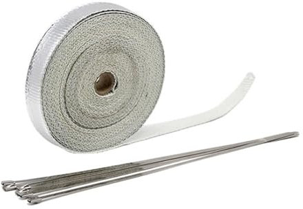 LIUCHUCHU Exhaust Wrap Thermal Tape For Exhaust Wrap Insulator Glass Wool Insulation 5cm*5M 10M 15M 20M Fiberglass Resistant Stainless Ties Exhaust Heat Wrap(5x5 Silver)