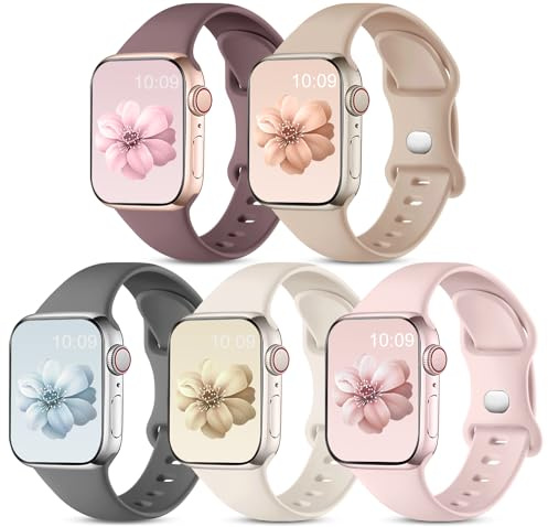 CeMiKa 5 Pack Straps Compatible for Apple Watch Strap 49mm 46mm 45mm 44mm 42mm 41mm 40mm 38mm, Silicone Sport Band for iWatch Series 11 10 9 8 7 6 5 4 3 SE SE3 Ultra 3/Ultra 2 1, Women Men