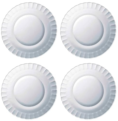Acan Tradineur - Pack de 4 Platos Llanos - Modelo París - Ø 23 cm - Vidrio - Apto para lavavajillas y microondas - Ideal para el hogar, Cocina y hostelería