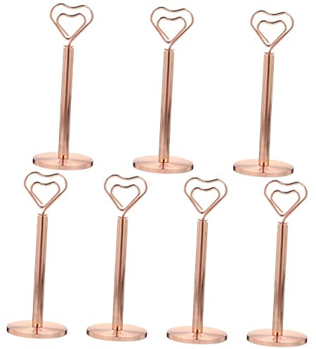 QZDCFC 7 Stück Etikettenhalter Tischbildhalter Hochzeit Fotoclip Menünotizklammern Fotos Schreibtisch Memohalter Notizhalter Ständer Tischplatte Menühalter Staffelei Memo Klemmrahmen Metall Desktop