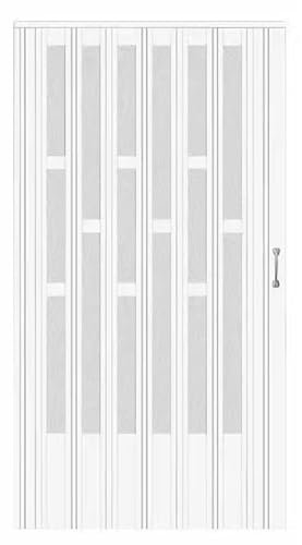 Concertina Door Sliding Door for Doorway/Living Room, Aluminum and Frosted Acrylic Louvre Doors, 24 26 28 30 32 34 36 38 40 42 46 48 50 52 56 60 70 Inch(80x80in(203.2x203.2cm))