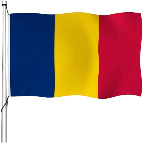 Aoihrraan Bandera Rumana 80x120cm Doble Cara Bandera Rumana Celebración Al Aire Libre Pancarta Patio Familiar Fiesta Bandera Decorada Con 2 Anillos Fuertes