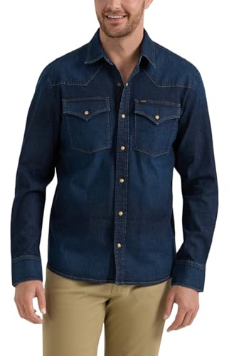 Lee Heritage Westernhemd für Herren, Inky Blue Vintage Wash, Mittel
