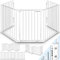 KIDUKU® Barrera de Seguridad 300-600 cm para Niños y Mascotas | Reja de Protección de Metal - Premontado | Rejilla Protectora Metálica Plegable con Puerta | 5-10 Paneles (Blanco, 240 cm)