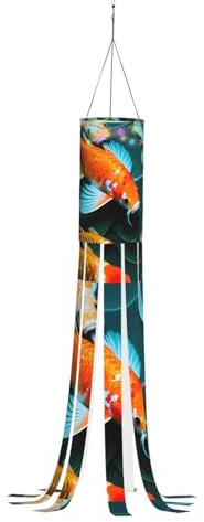 HD Koi Fischdruck Halloween Windsack – Festliche Herbstdekoration Geister-Design – Outdoor Ghost Dekorationen