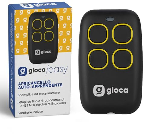 gloca Telecomando Apricancello Easy Garage Auto-Apprendente 4 Canali Frequenza 433 Mhz NO ROLLING CODE (no codice variabile)