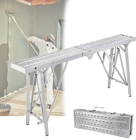 Andamio Multiusos Plegable Plataforma de Trabajo andamio Torre Escalera Taburete Banco Altura Ajustable - Capacidad de Carga hasta 400 kg, 180 cm