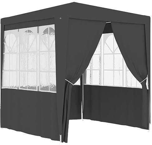 ShGaxin Profi-Partyzelt mit Seitenwänden, Festzelt, Pavillion, Bierzelt, Garten Party Zelt, Gartenzelt, Grillpavillon, 2,5×2,5m Anthrazit 90 g/m²