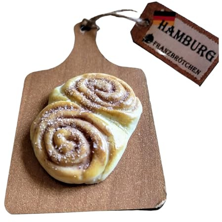 Van DER ELV-3 D Kühlschrankmagnet Hamburger Franzbrötchen, 100% Handarbeit aus Biogranulat, ca. 8x5 cm, Küchen Souvenir Geschenk