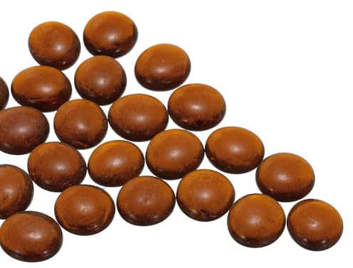 QUARKZMAN Perle di Vetro, Gemme di Vetro Piatte Marroni 0.22Lbs (0.47-0.87) Marmi di Vetro Ciottoli per Riempitivi di Vasi Decorazioni per Acquari Fai da Te
