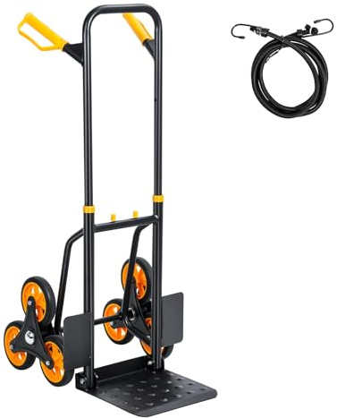 Makamsui Stair Climbing Hand Truck Dolly 440lb, Heavy Duty Stair Climber, Stair Climbing Trolley with Six Wheels and Telescoping Handle, Thickened Upgraded Steel Tube Dolly Cart Black
