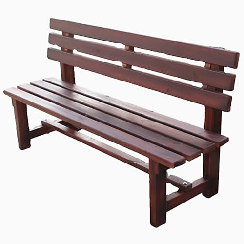 QSNYJPL Holzbank für den Außenbereich mit Lüftungslamellen-Rückenlehne, Braune Gartenbank, Wetterfest, für Außenterrasse, Hof, Balkon, Veranda, (150x79x47 cm/59x31x18 in)