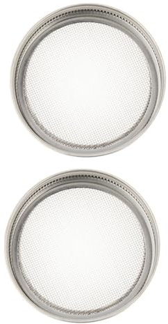 Toyvian 2Pcs Stainless Steel Sprouting Lids Kit Food-grade Strainer Screen for Wide Mouth Mason Jars Easy Drainage for Fresh Bean Sprouts at Home