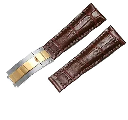 VELORE Echtes Lederarmband für Rolex Water Ghost Daytona Yacht Logtype grünes Lederarmband 20 mm Butterfly-Schnalle Uhrenarmband(Orange,21mm)