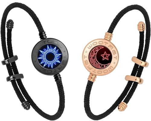 tartoow Long Distance Touch Vibration Armbänder Geschenke für Fernbeziehungen Für Freundin und Freund Liebesarmbänder für Paare Bluetooth M001 B R01 G Y01