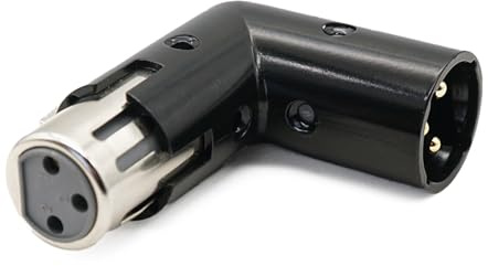 Zqxnt Adaptador de conector auditivo en ángulo macho a hembra de metal de 3 pines para artistas escénicos y transmisión clara