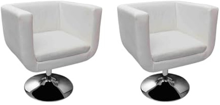 MOBCANT Drehsessel with höhenverstellbarer Sitz, moderner Stil Kunstleder Weiß Finish, für Wohnzimmer und Büro,63 x 56 x 68-80 cm