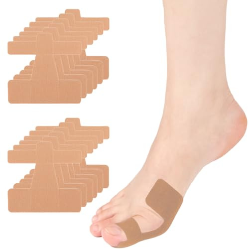 Hanaoops Hallux Valgus Kinesiotape – 12 Vorgeschnittene Sport & Physio Tapes für Zeh und Fuß Precut Kinesiologie Tape bei Ballenzehen Wasserdichtes Elastisches Klebebänder (Hautfarbe, Einheitsgröße)