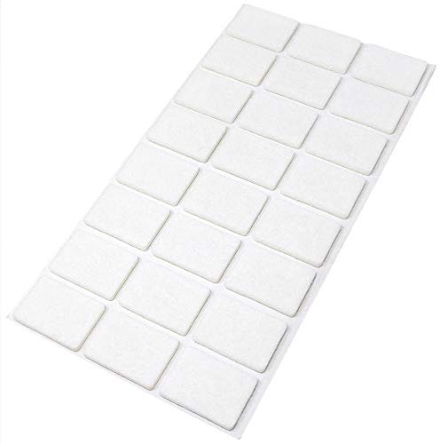 Adsamm® / 24 x deslizantes de Fieltro autoadhesivos/Blanco / 25x35 mm/Rectangular/Deslizantes de Fieltro para Muebles de 3,5 mm de Grosor/Deslizantes para Muebles y Suelos