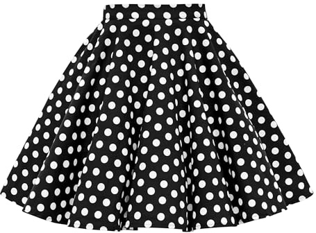 BlackButterfly Bambini Vintage Rockabilly Anni 1950 Gonna di Ragazze (A Pois - Nero, 3-4 Anni)