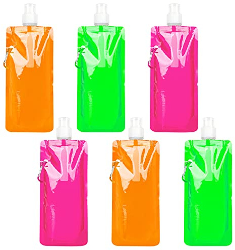 GLAITC Foldable Water Bottle,6 Colors Collapsible Water Bottle Reusable Drinking Water Bottles Plastic Water Bag Reusable Drinking Water Bags with Clip for Outdoor Indoor Sports,Biking,Hiking,Travel