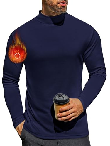 Ekouaer Långärmad tröja för män, rund hals, t-shirt, vinter, termoundertröja, funktionella underkläder, topp, varma toppar, S-3XL, blå-violett, XL