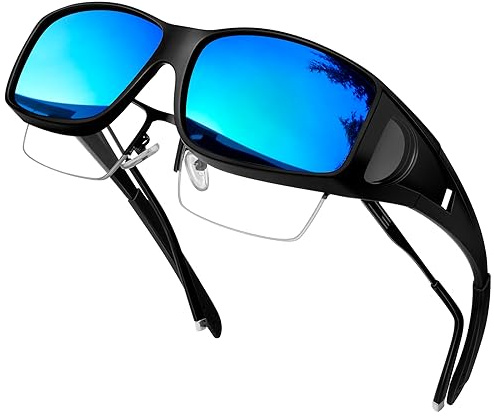 KANASTAL Surlunettes de Soleil Polarisées pour Homme et Femme UV400 Bleu Miroir