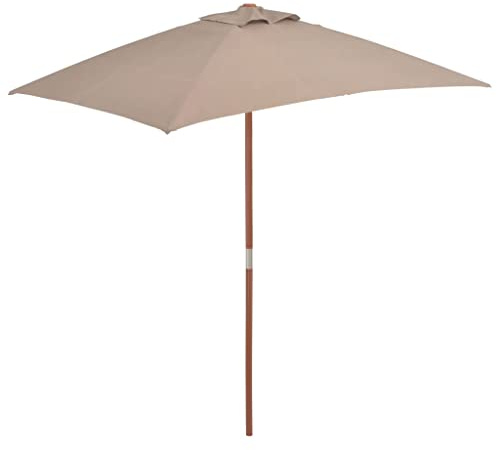 WRJENFSC Ombrellone da Picnic Ombrellone da Sole Ombrellone da Spiaggia Ombrellone da Esterni con Palo in Legno 150x200 cm Grigio Talpa Adatta a Patii, Spiagge, Piazze, Giardini