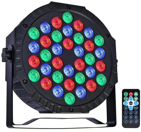 ZHENNBY Par Licht Bühnenlicht, 36 LED RGB Partylicht Strahler Discolicht DMX Scheinwerfer mit Fernbedienung 4Modi Light für Bar, Bühnen, Party, DJ, Halloween, Weihnachten