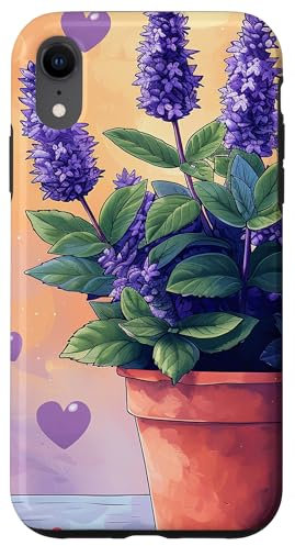 iPhone XR Anise Hyssop Plant In Pot Cottagecore Boho Hearts Graphic Case
