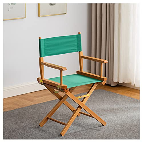 ONFSZCKB Tragbarer Regiestuhl aus Massivholz, zusammenklappbarer Outdoor-Künstler-Regiestuhl, professioneller Loungesessel mit Beauty-Tools und Make-up-Zubehör, Grün