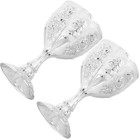 CONGARTENO 2 piezas Copa Cáliz Vintage de Metal Plata Resistente y Ergonómica para Licor Cócteles y Decoración de Fiesta Casa