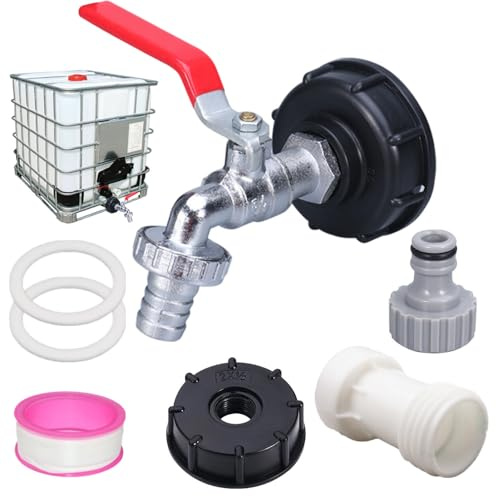 LYPPUL IBC, accessori per serbatoio IBC, rubinetto di scarico da 3/4 pollici, accessori per contenitore ibc con estensione del beccuccio S60 x 6, filettatura grossa, 1000 l, accessori per serbatoio