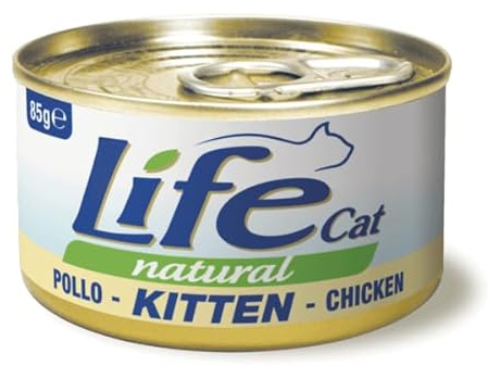Life Cat Natural Kitten Pollo, Cibo Umido per Gattini, 6 scatolette da 85 g l'una