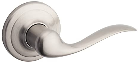 Kwikset Tustin Dummy Door Handle, Single Sided Lever for Closets, French Double Doors, and Pantry, Satin Nickel Non-Turning Right Handed Interior Push/Pull Lever, with Microban Protection