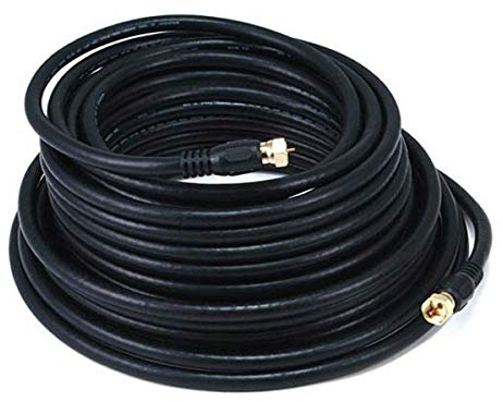 Monoprice 103034 RG6 Quad Shield CL2-koaxialkabel med F-typkontakt, svart, 15,2 m