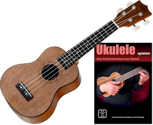 Classic Cantabile Sopran Ukulele Walnuss Set inkl. Ukulelenschule