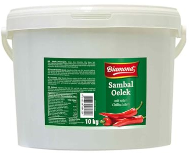 DIAMOND Sambal Oelek, pasta intensamente picante de guindilla roja, para dar sabor a platos wok, arroz frito y fideos fritos - 1 x 10 kg