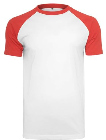 Build Your Brand Raglan Contrast Tee, XL, White