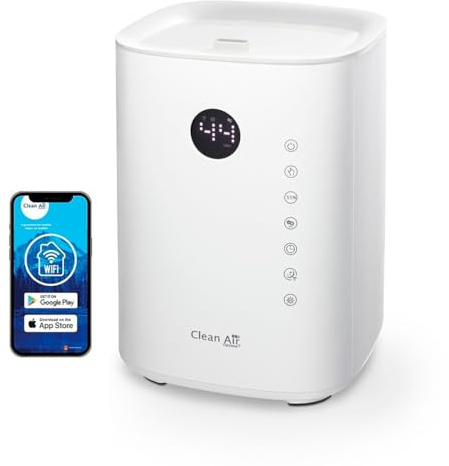Clean Air Optima CA-604 Smart Top Filling - Luftbefeuchter mit Ionisator und Aromatherapie - Befeuchtungsleistung max. 400 ml/h - Geeignet für Räume bis 55m²/140 m³ (Weiß)