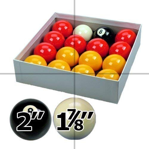 Red and Yellow 2 Pool Ball Set with 1 7/8 Inch Cue Ball for Coin Mech Tables