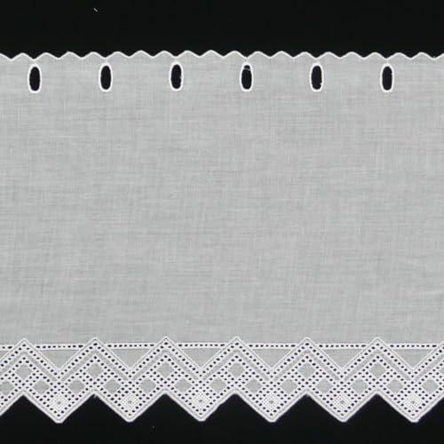 Scheibengardine Meterware Batist weiß mit Stickerei Breite:27cm