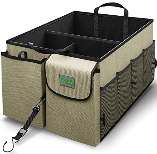 Drive Auto Organizador para maletero de coche, plegable, múltiples compartimentos, organizador de SUV para coche, con correas ajustables, accesorios para camiones y coches para hombre y mujer, color
