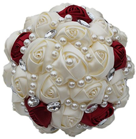 Fouriding Brautstrauß Braut Rosen Blumen Blumensträusse Hochzeit Strauß Künstliche Blumenstrauß Künstlicher Rosenstrauß Dekoration