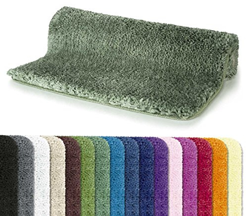 Spirella Highland Mikrofaser-Badematte – rutschfest, schnelltrocknend und waschbar – 100% weiches und strapazierfähiges Polyester – Basilikumgrün – 80 x 150 cm