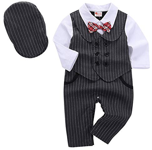 Bebone Baby Boy Formal Clothes Outfit Tuxedo Christening Suit (grey, 3-6 Months)