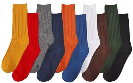 CHUNG Men Coloured Cotton Socks Unisex Novelty Solid Dress Sox Colorful Fashion Fun 41-46 Casual Crew 10 Pack Business Sports, 7-12