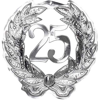 Boland 42094 - Wanddekoration Zahl 25, Größe 45 x 42 cm, Fünfundzwanzig, Silber, Jubiläum, Silberhochzeit, Kunststoff, Dekoration, Wanddekoration, Hängedekoration