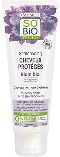 SO'BiO étic - Shampoo per capelli protetti Ricino e Arginina - Certificato Cosmebio - Tubo da 250 ml